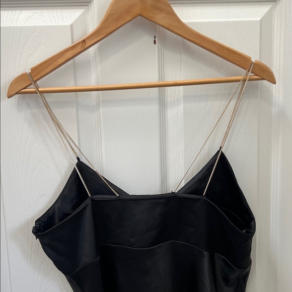 Zara Black Satin Slip Dress with Double Chain Straps - Picture 9 of 11